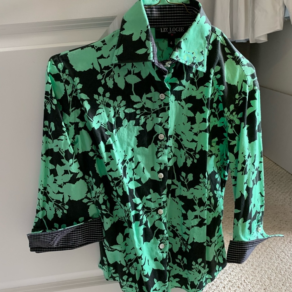 Floral womens button down shirt